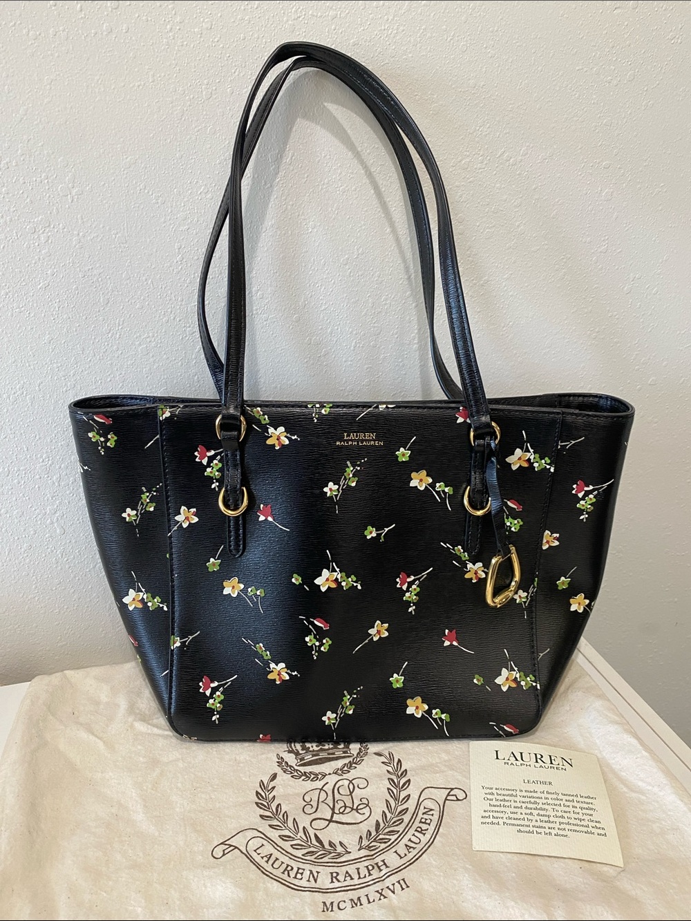 LAUREN Ralph Lauren Black Floral Tote Bag